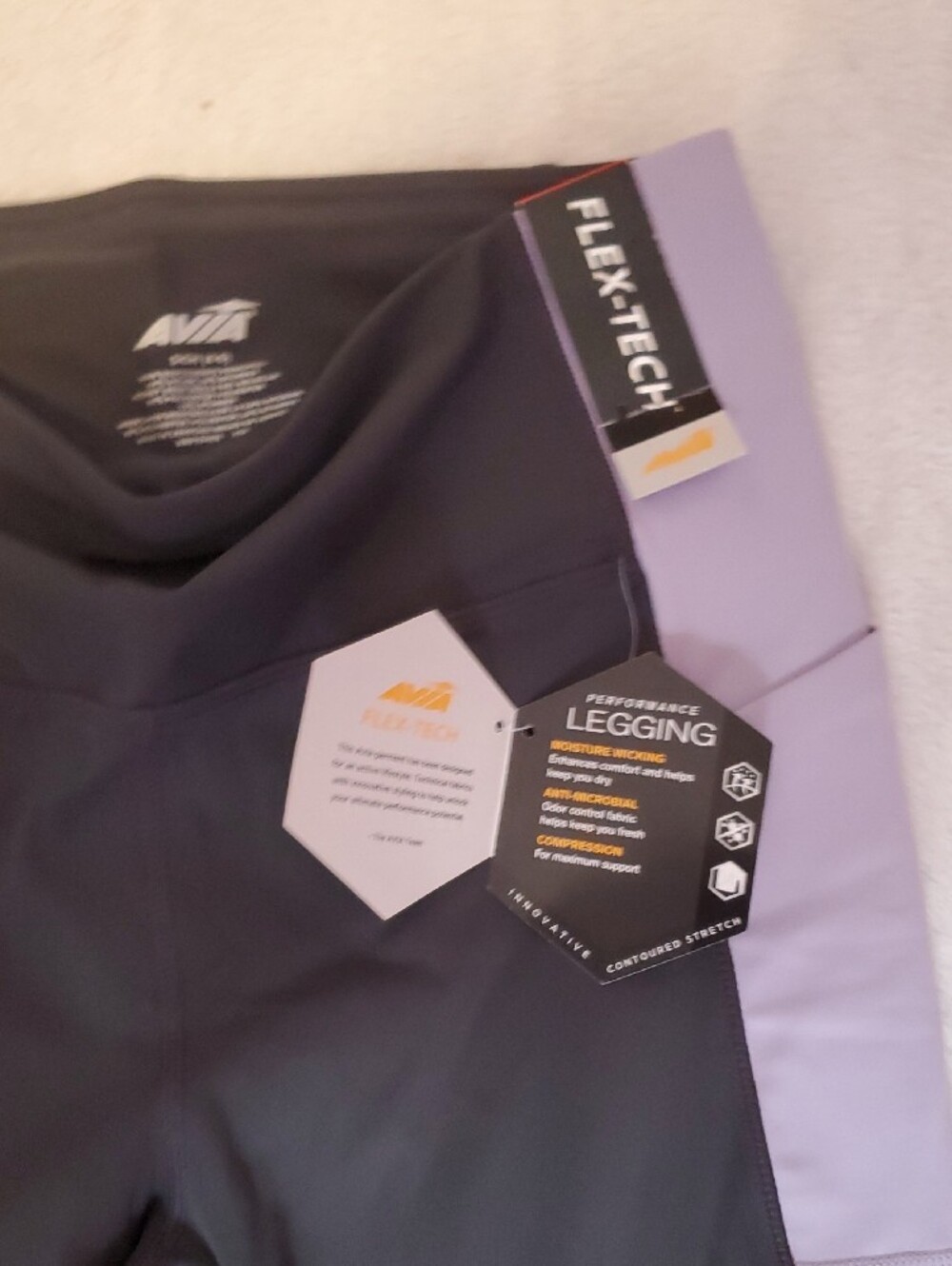 Avia Black Leggings with Lavender Side Panels - Picture 8 of 8